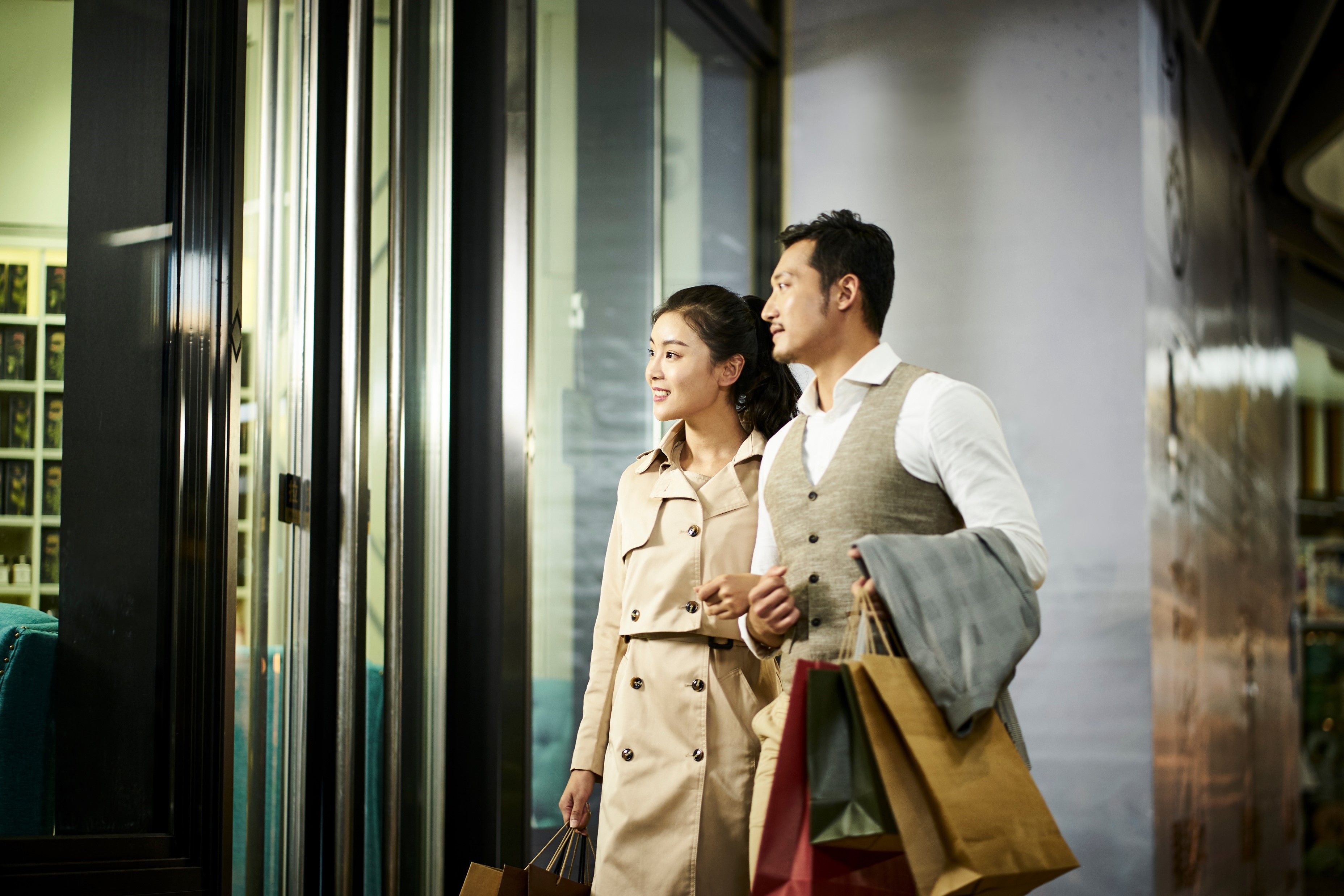 two shoppers in a mall