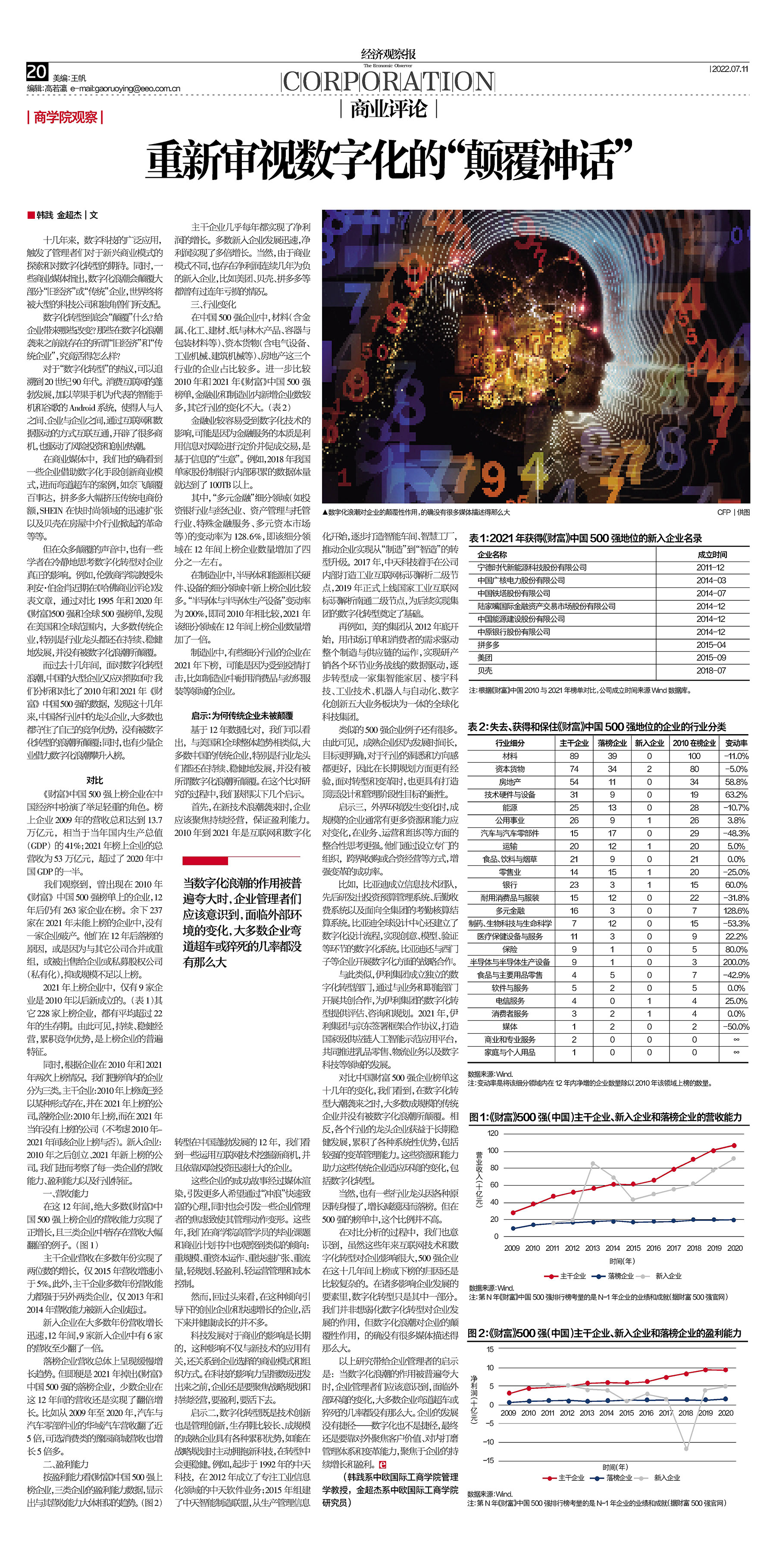 《财富》中国500强12年之变：重新审视数字化的“颠覆神话”